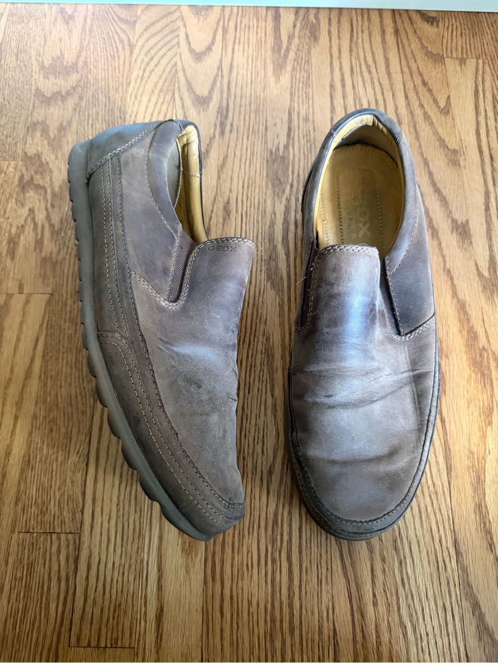 Geox Men’s Taupe Leather Slip-On Loafers